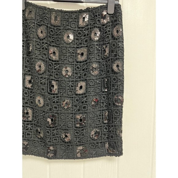 Muse Exclusively For Boston Proper Women's Beaded Sequin Black Skirt Size 6 - Picture 11 of 11